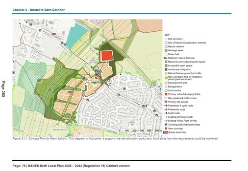 B&NES Council's concept plan for West Saltford, taken from the Draft Local Plan