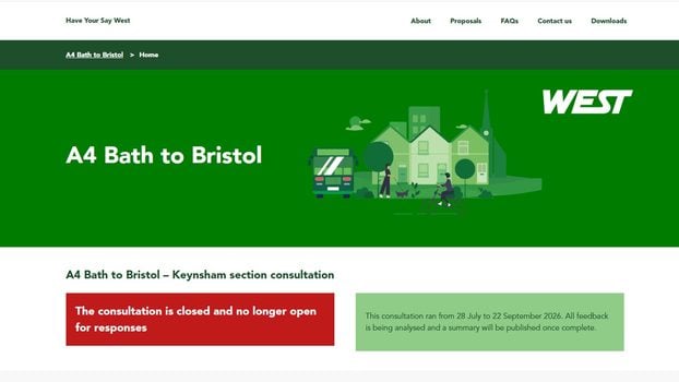 Screengrab of WECA's Have Your Say Keynsham Section consultation page, as of 14 October (after the consultation had closed).